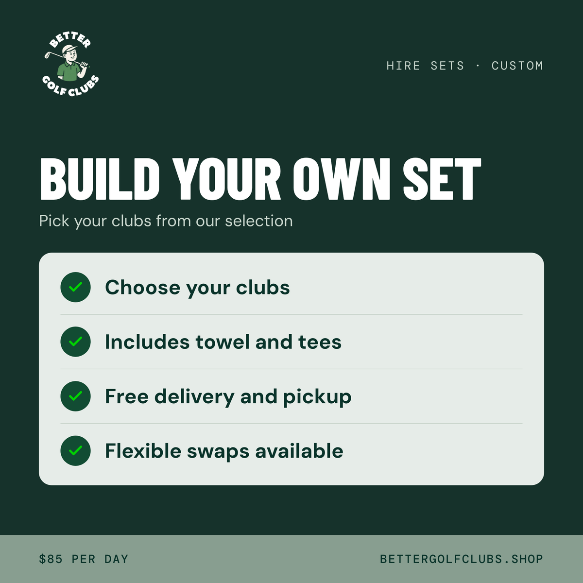 Hire a Custom Golf Set